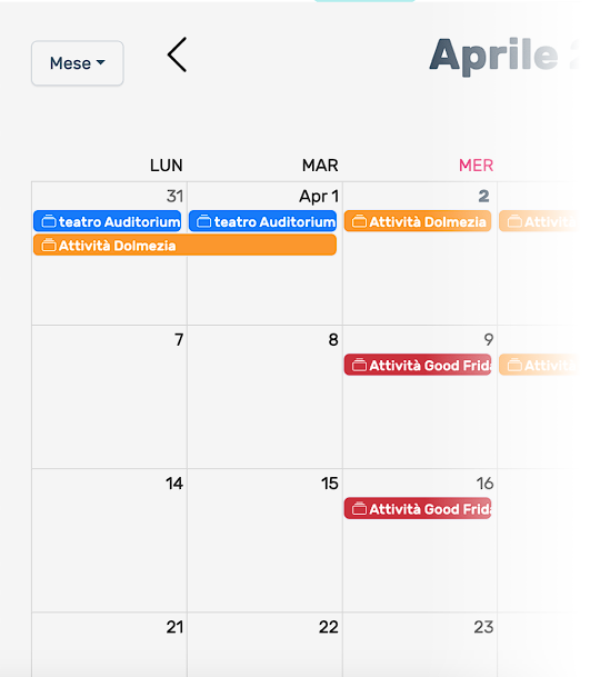 Screenshot calendario