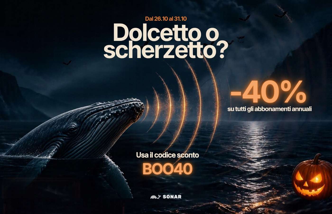 Dolcetto o scherzetto?: -34% su tutti gli abbonamenti annuali con il codice BOO40